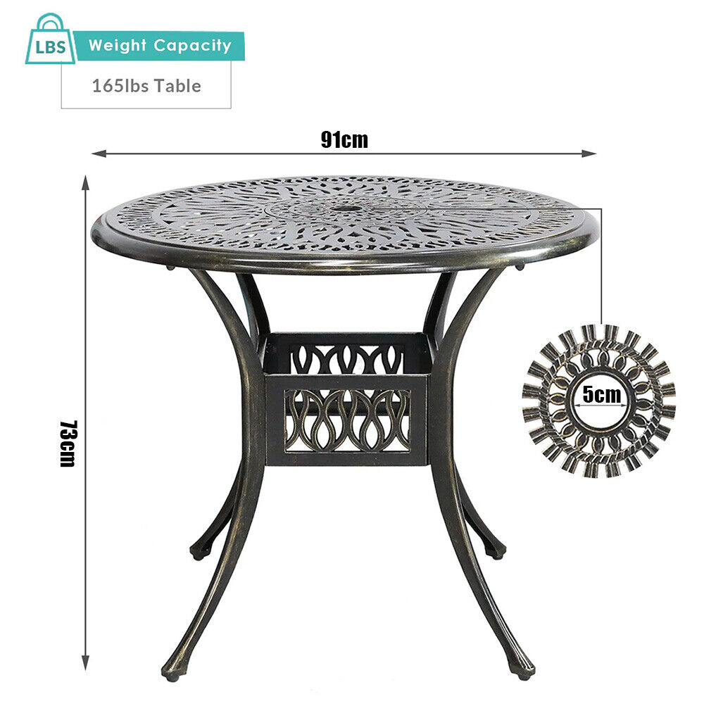 Aluminium Cafe Bistro Set Garden Furniture Table & Chair Patio Cast Black White