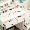 Vanity Makeup Table Desk With LED Lights Mirror Adjustable Brightness 5 Drawers