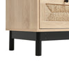 Chest Of 3 Drawer Sideboard Cabinet Storage Unit Bedroom Rattan with Black Metal