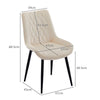 2pcs Beige Dining Chairs Set Velvet Diamond Back Padded Seat Restaurant Chair