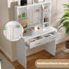 White Dressing Table with LED Lights Mirror Drawers Vanity Makeup Desk 135*86cm