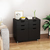 Mobile Storage Cabinet 4 Drawer Dresser Chest with Doors-Black