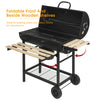 Heavy Duty Large Charcoal Barrel BBQ Grill Garden Barbecue Mini Smoker W/Wheels