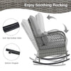 3-Piece Outdoor Rocking Chair Set With Cushions & Pillow-Grey
