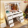 Large LED Dressing Table Mirror 7 Drawers Stool Vanity Makeup Desk Set Bedroom
