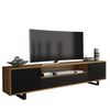 200cm Modern TV Unit | Oak Body | Black Matt Doors | Wave-Front Design