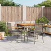 Camerina 5 Piece Garden Dining Set with Cushions Grey Poly Rattan,Patio B4N5
