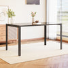 140cm Tempered Glass Dining Table With Black Metal Legs Dining Room Kitchen