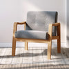 Linen Fabric Armchair Solid Wooden Frame Padded Cushion Seat Retro Single Sofa