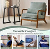 Mid Century Wooden Armchair with Green Corduroy Cushions – Retro Lounge Chair