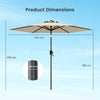 Large Table Umbrella w/ Push Button Tilt & Crank Handle-Beige