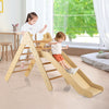2-in-1 Triangle Climbing Set Kids indoor Wooden Triangle Climber Toy w/ slide