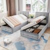 Upholstered Bed with Storage Ottoman Bed Frame Spliced Bed with 2x Single Bed