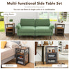 3-tier Industrial Nightstand Wooden Bedside Table End Table w/ 2 Flip Drawers