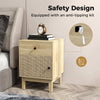 Modern Bedside Table Rattan Nightstand with Storage DrawerNatural