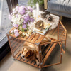 Heavy Duty Dog Crate Anti-bite Aluminum Pet Kennel Cage End Table Log Cabin Cart
