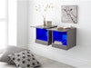 Pair of Wall Mounted Floating Bedside Tables with LED Lights & Storage Cupboard