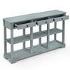 3-Tier Console Table Wooden Sofa Side Table W/ Storage Shelves & 3 Drawers
