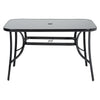 Dining Table Outdoor Garden Patio Tables Metal Frame Glass Top with Parasol Hole