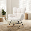 Boucle Fabric Rocking Chair Modern Accent Chair Wood Legs Living Room Bedroom