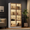 DISPLAY CABINET WHITE CUPBOARD STORAGE SIDEBOARD WITH RGB LED LIGHTS 80X40X160CM