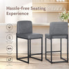 2Piece Bar Stools Counter Bar Stools with Back PU Leather Upholstered Bar Chair