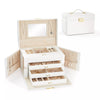 Mondeer 4 Tier Jewellery Box with Lock Mirror & 3 Drawers for Earring Necklace