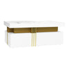 Modern White Rectangular Coffee Table with 2 Storage Drawers for Living Room