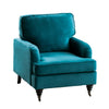 Modern Peacock Green Velvet Occasional Armchair Single Accent Chair W/2 Wheels