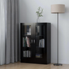 Cabinet Cupboard Black Wooden Bookcase Display Storage Unit Glass Doors Shelving