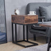 Vintage C Shape Coffee Table Drawer Storage Metal Frame Sofa Side Laptop Table