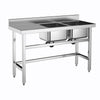 Catering Sink Stainless Steel Double Bowl Commercial Kitchen Left Hand Drainer