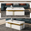 Modern White Rectangular Coffee Table with 2 Storage Drawers for Living Room