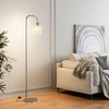 Modern Tall LED Floor Lamp Reading Standing Lamp with Glass Lampshade Lamp