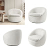 360° Swivel Cuddle Armchair White Teddy Fabric Upholstered Tub Chair Accent Sofa