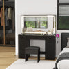 Dressing Table and Stool set 11 Drawer Makeup Table with Glass Top Vanity Desk