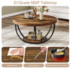 Round Coffee Table, Industrial 2-Tier Circle Coffee Table with Storage Shelves