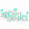 Height Adjustable Toddler Desk and Chairs Set with Graffiti Desktop (Green)