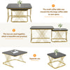 Square Nesting Coffee Table Set of 2, Stacking End Side Table with Metal Frame