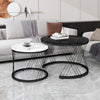 Round Coffee Table Set of 2 Stacking Side End Table Nesting Tables Marble Effect