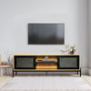 150cm Modern TV Unit Cabinet Storage TV Stand With 2 Rattan Doors Living Room