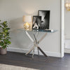 Hallway Glass Console Table Entryway Living Room Side End Table Desk Chrome Base