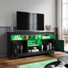 High Gloss 2 Door TV Unit Cabinet 135cm Black TV Stand Sideboard Entertainment