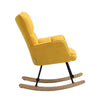 Ergonomic High Back Rocking Chair Linen Patchwork Rocker Armchair Recliner Seat