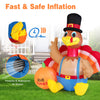 180 cm Thanksgiving Inflatable Turkey Fall Harvest Decoration for Lawn w/LED Lit
