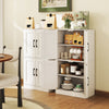 Pantry Cabinet Floor Storage Cabinet with Adjustable Shelves-White