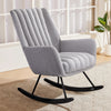 Modern Rocking Chair Upholstered Fabric Leisure Armchair High Wing Back Rocker