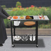 Foldable Stainless Pizza Oven Table Three-Shelf Garden Food Trolley Grill Cart