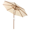 Outdoor Patio Umbrella Wooden Frame Pulley Market Umbrella Tilt Adjustment 2.7M