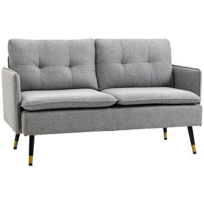 2-Seater Fabric Sofa Button Tufted Loveseat Couch Cushions for Living Room Grey